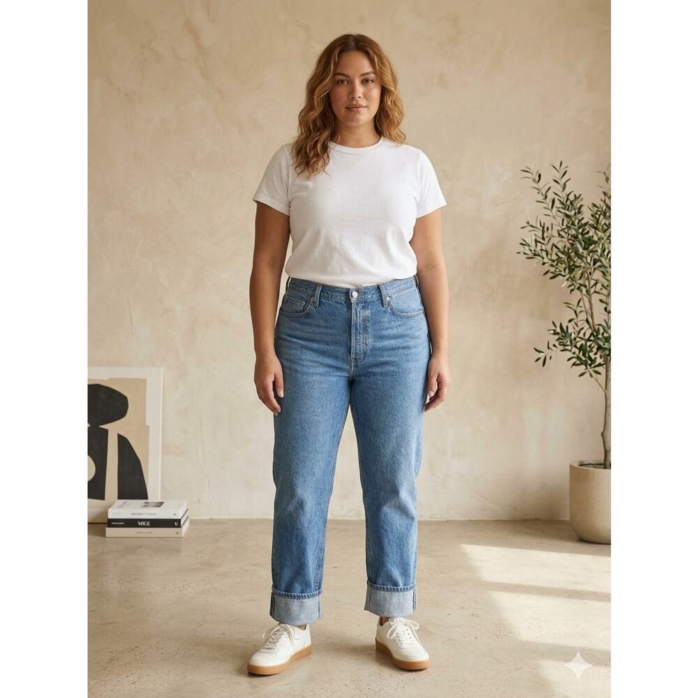 Denim Forum The '90s Vintage Lo-Rise Cuffed Jean, Size 32, EUC